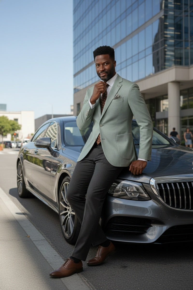 Light Green Textured Sports Jacket