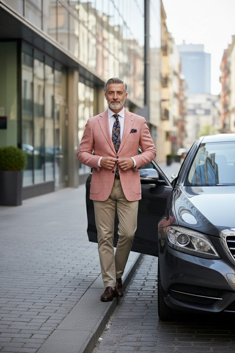 Red Windowpane Sports Jacket