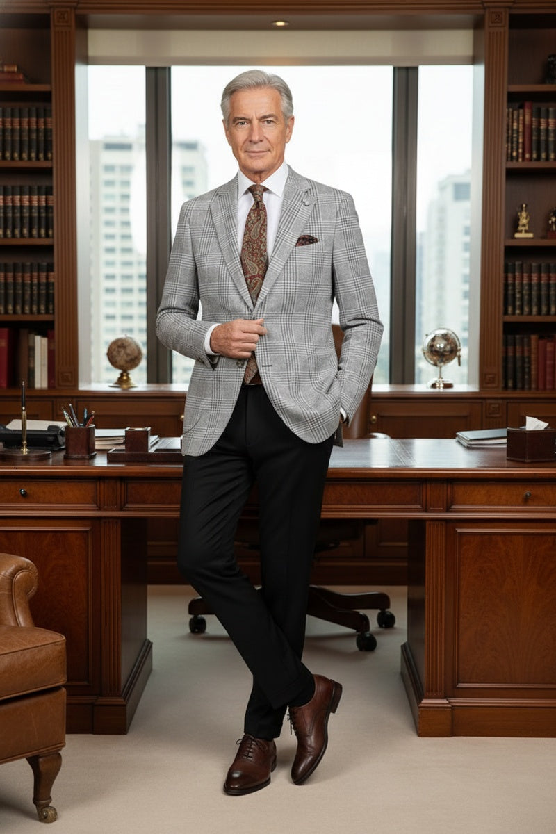 Grey Windowpane Sports Jacket