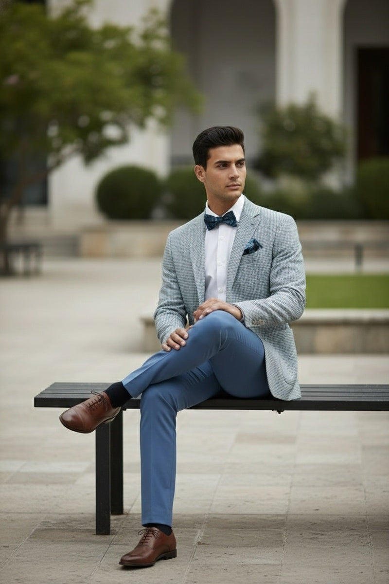 Blue & White Houndstooth Sports Jacket