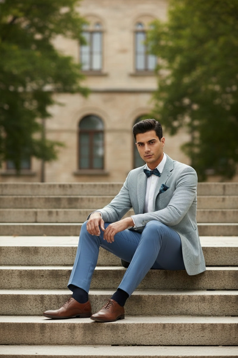 Blue & White Houndstooth Sports Jacket