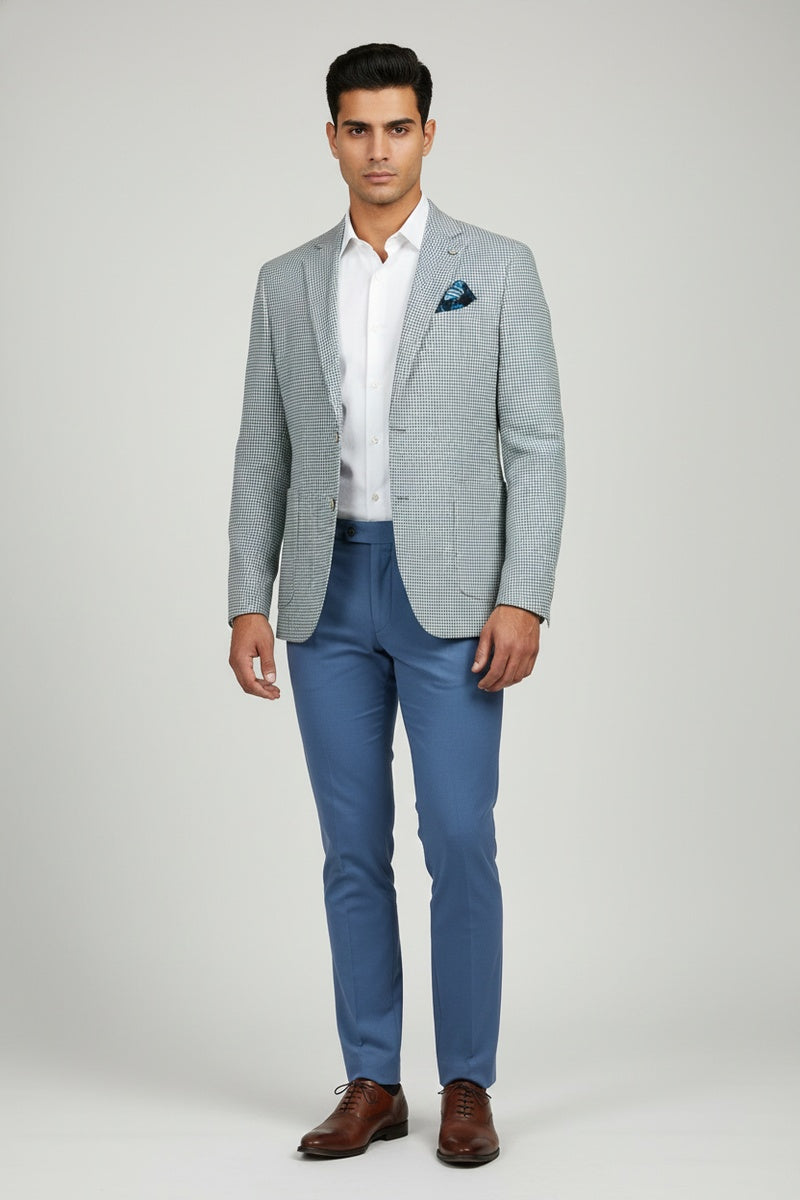 Blue & White Houndstooth Sports Jacket
