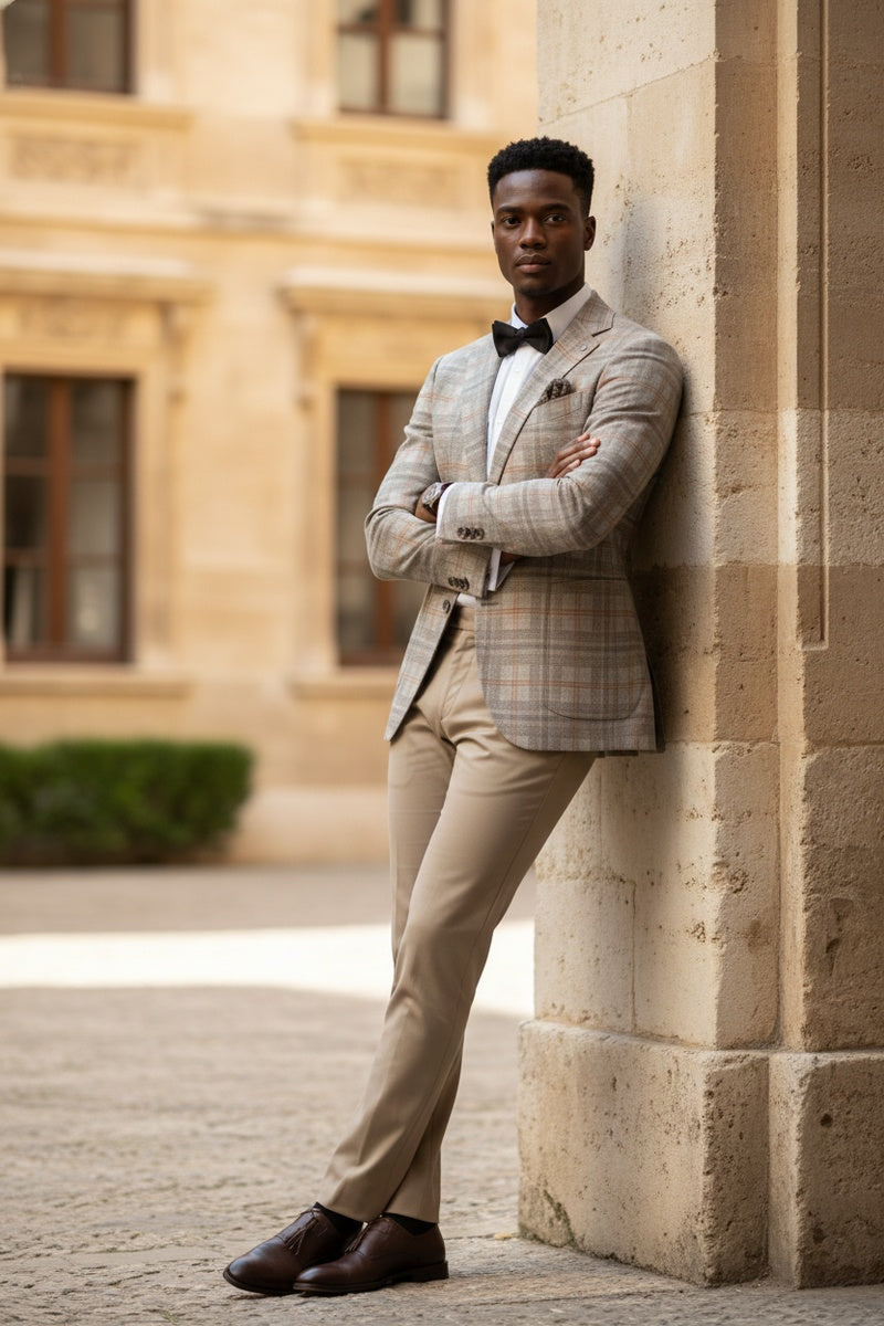 Beige Windowpane Sports Jacket