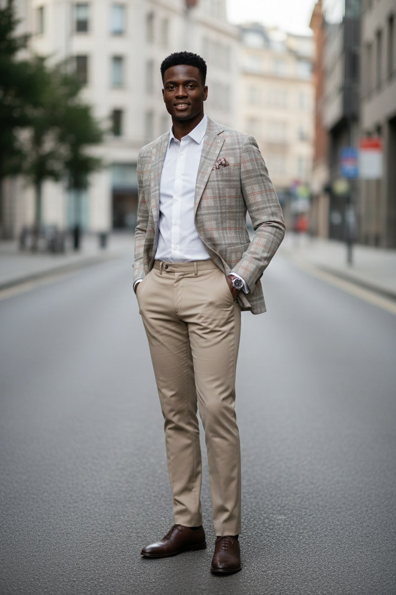 Beige Windowpane Sports Jacket