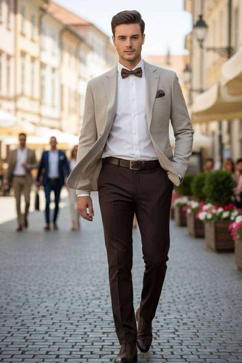 Beige Houndstooth Sports Jacket