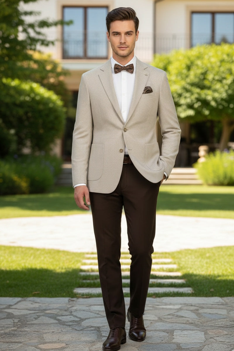 Beige Houndstooth Sports Jacket