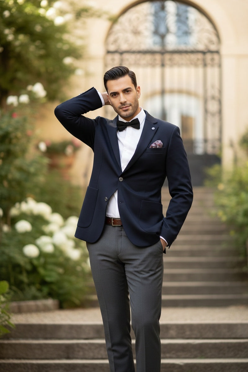 Navy Solid Sports Jacket