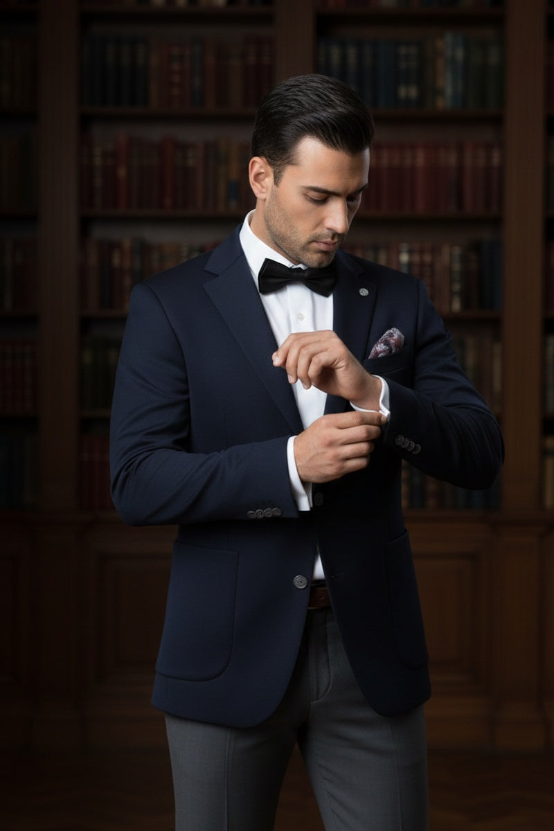 Navy Solid Sports Jacket