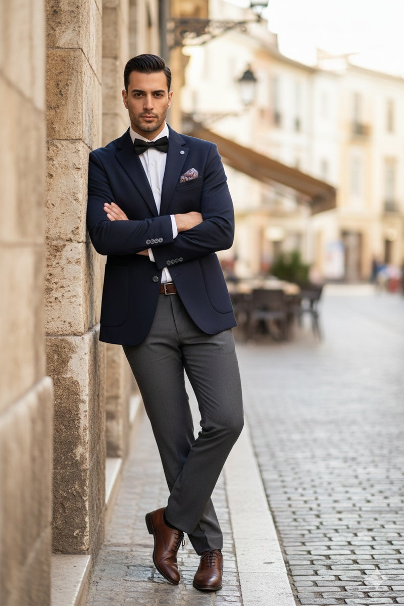 Navy Solid Sports Jacket
