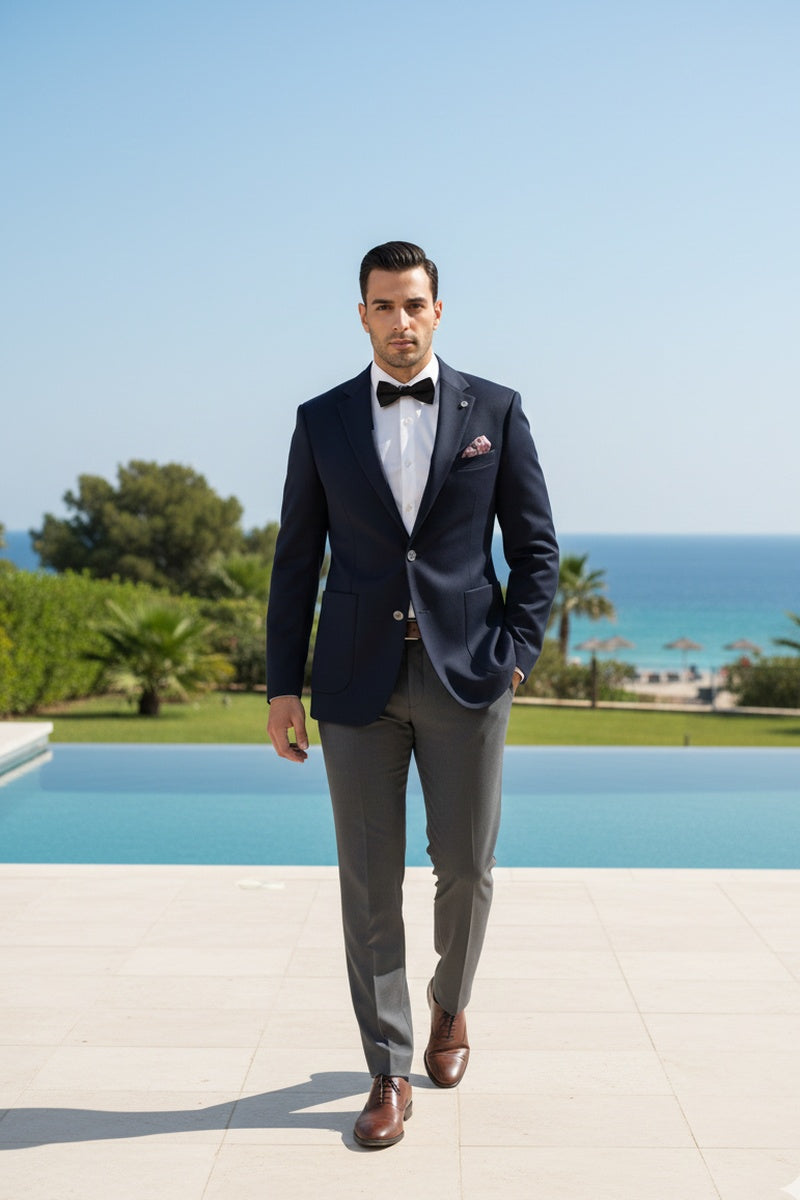 Navy Solid Sports Jacket