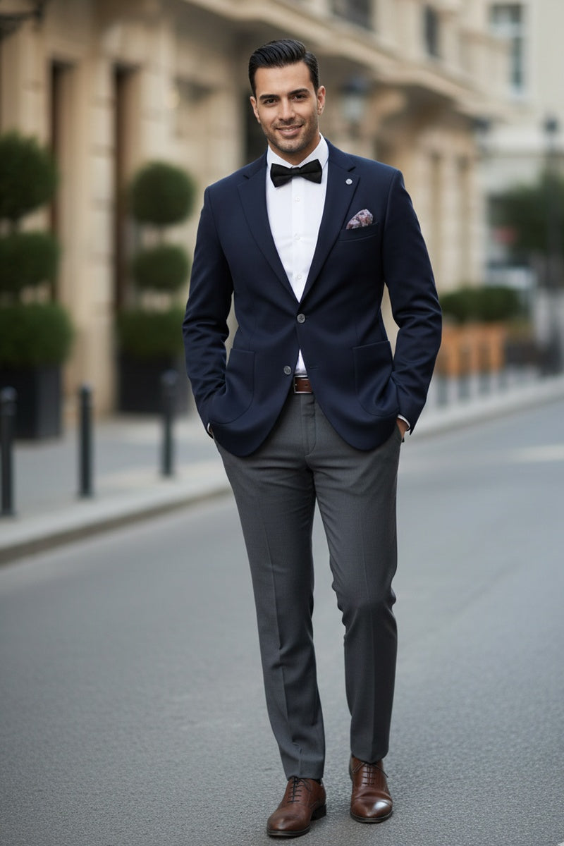 Navy Solid Sports Jacket