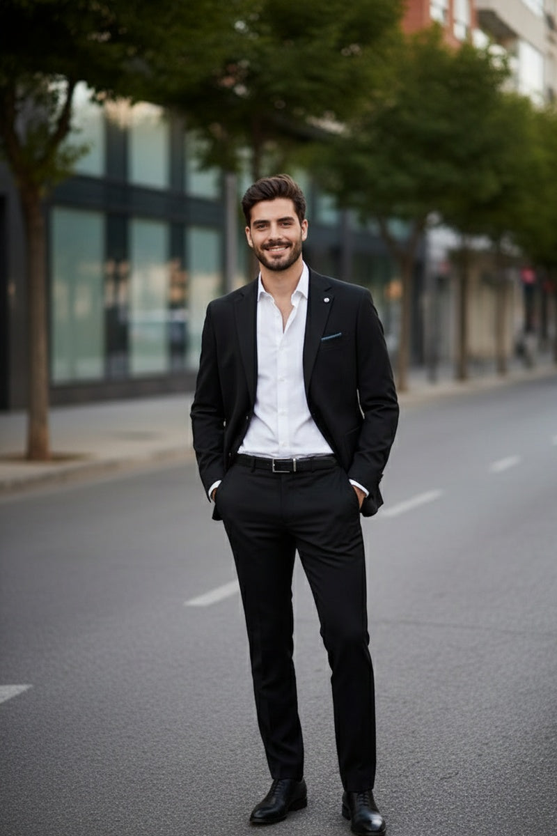 Black Solid Sports Jacket