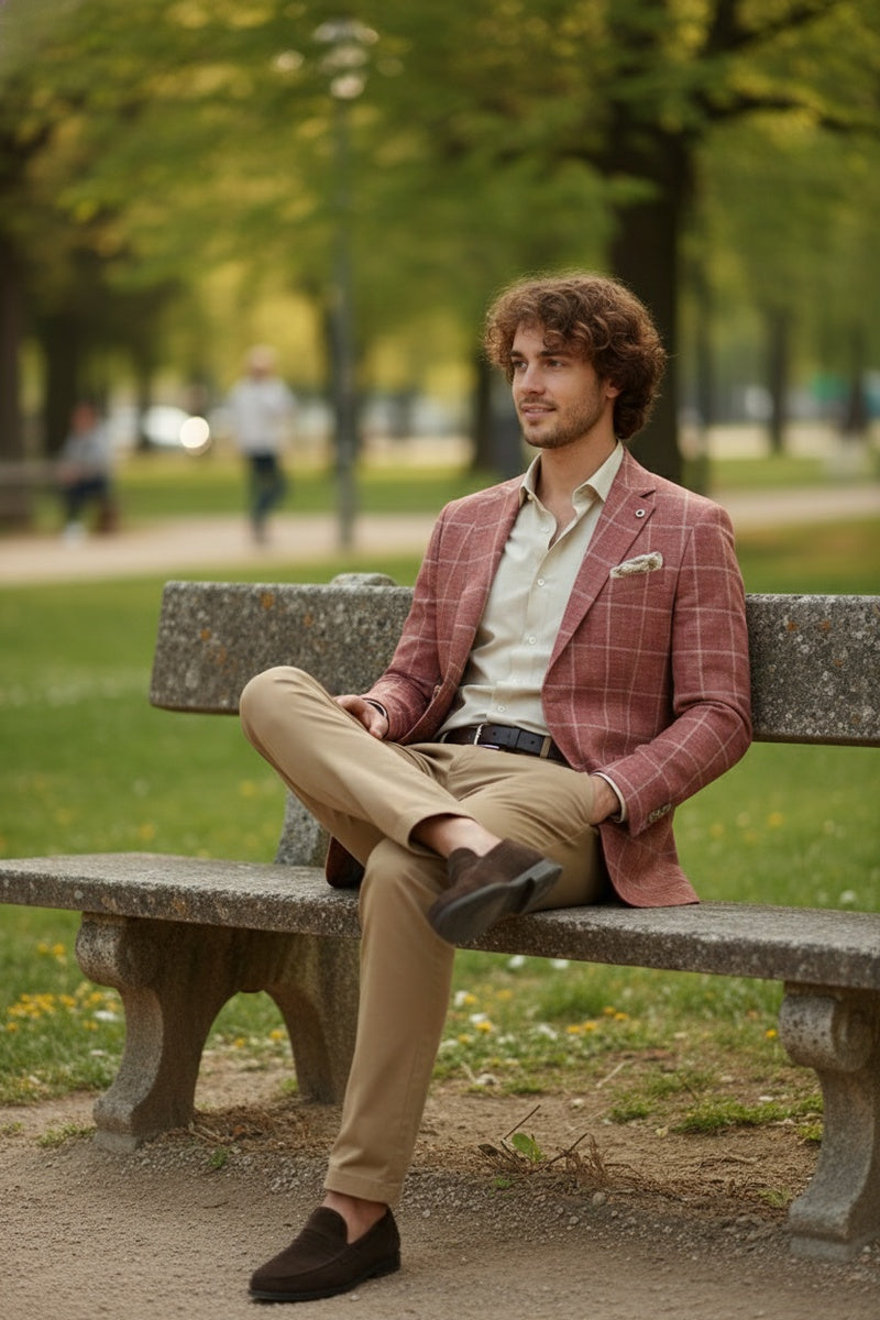 Crimson Windowpane Sports Jacket