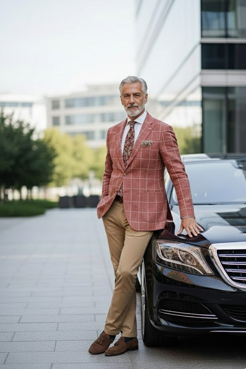 Crimson Windowpane Sports Jacket