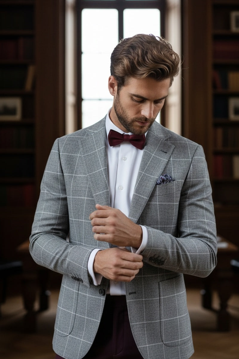 Grey Windowpane Sports Jacket