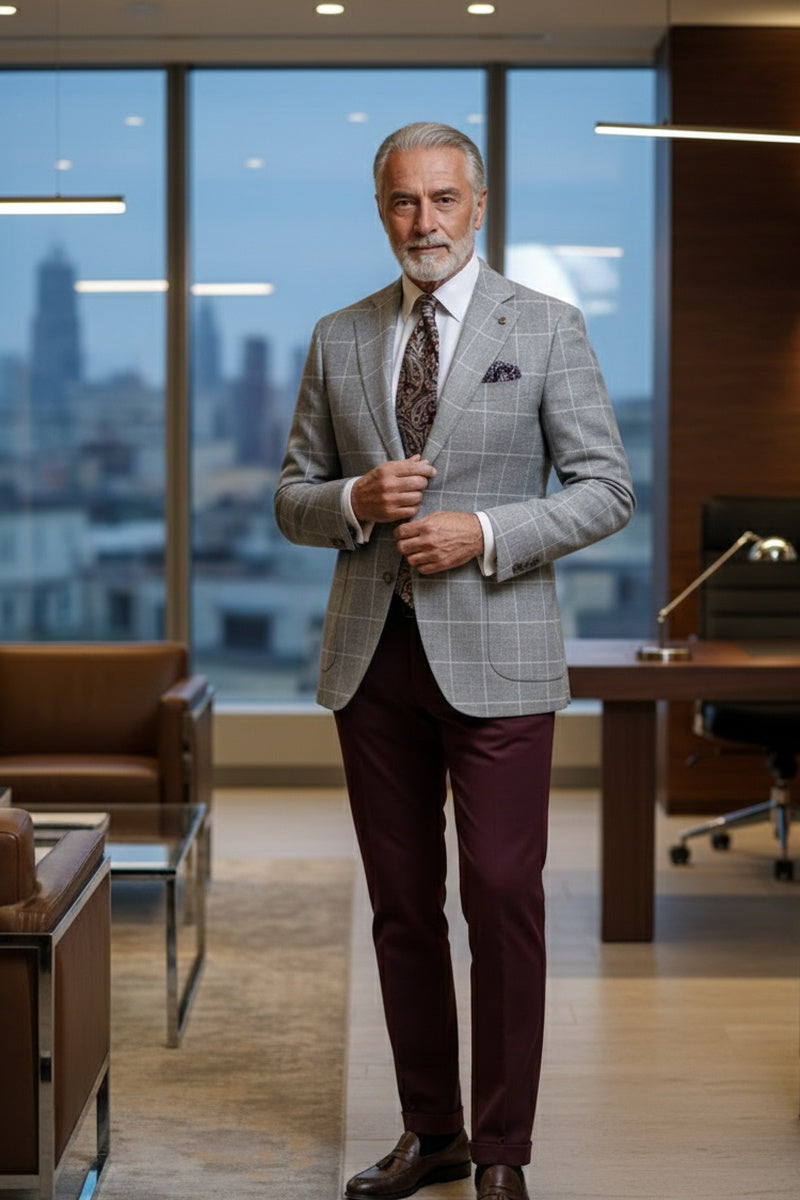 Grey Windowpane Sports Jacket