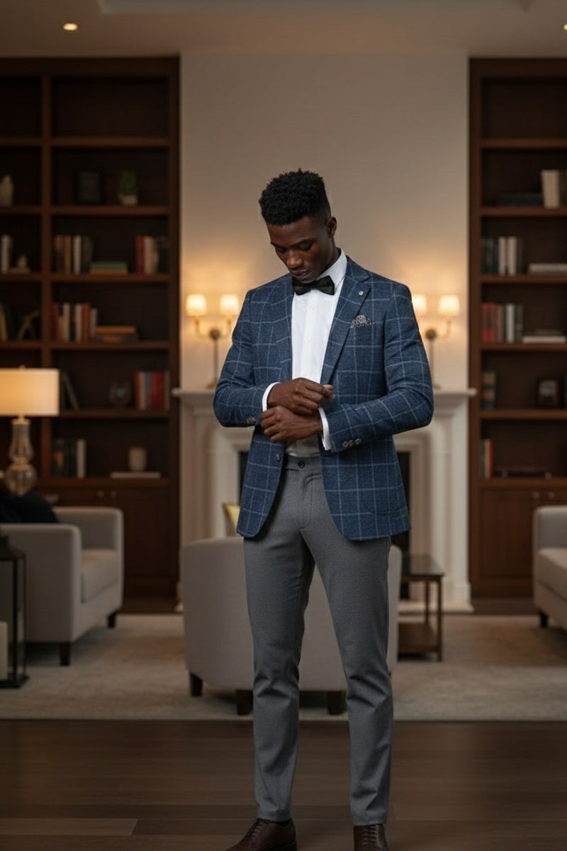 Blue Windowpane Sports Jacket