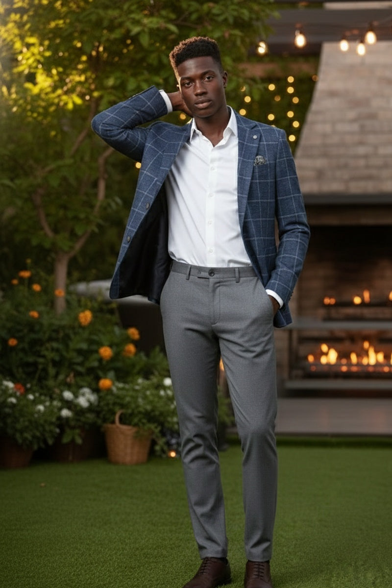 Blue Windowpane Sports Jacket