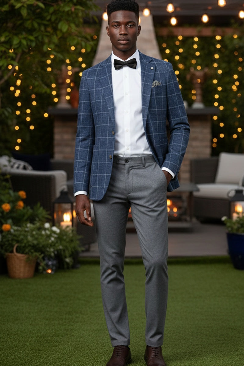 Blue Windowpane Sports Jacket
