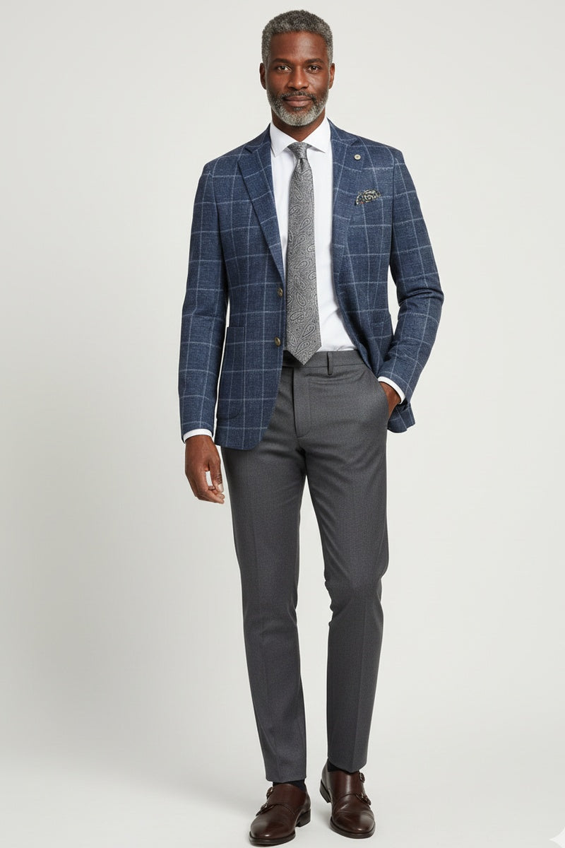 Blue Windowpane Sports Jacket