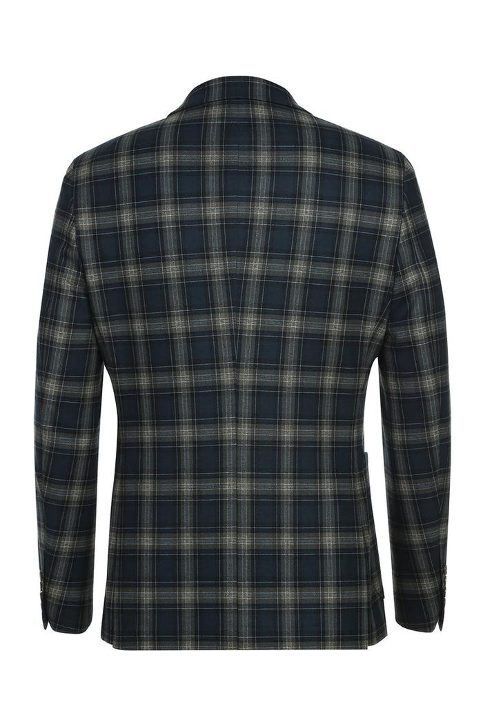 Navy & Brown Windowpane Sports Jacket