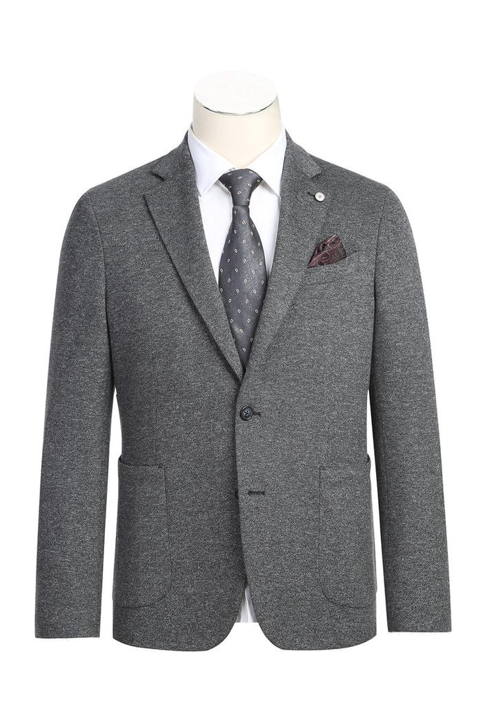 Grey Textured Sports Jacket