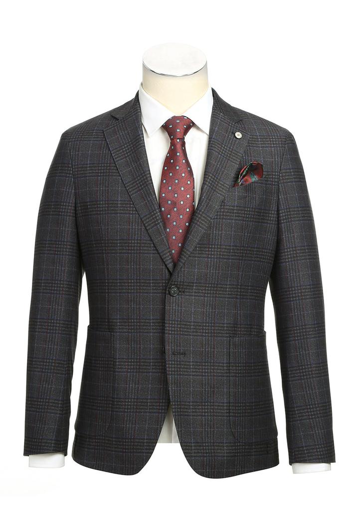 Blue & Black Windowpane Sports Jacket