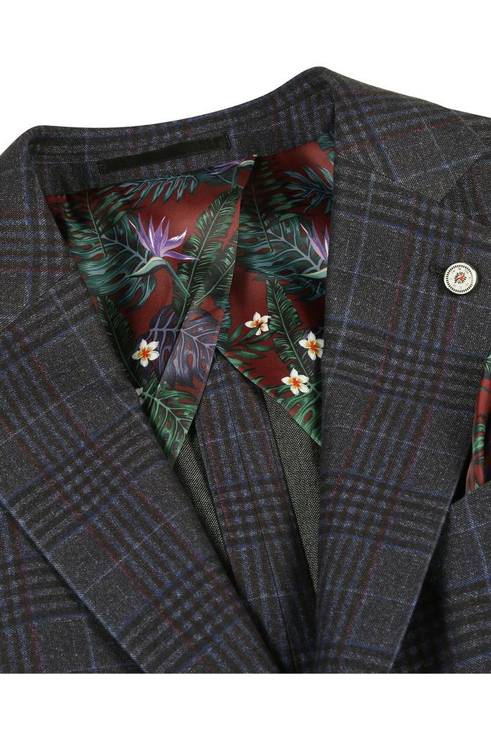 Blue & Black Windowpane Sports Jacket