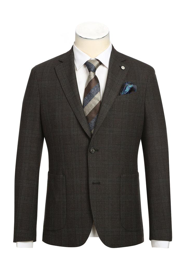 Dark Brown Windowpane Sports Jacket