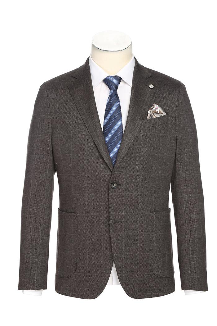 Dark Brown Windowpane Sports Jacket