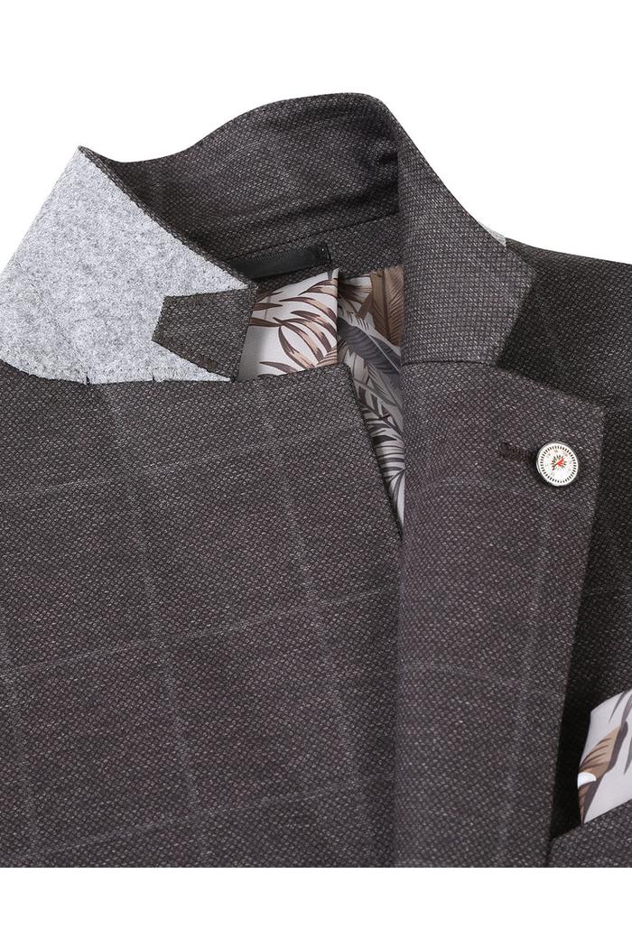 Dark Brown Windowpane Sports Jacket