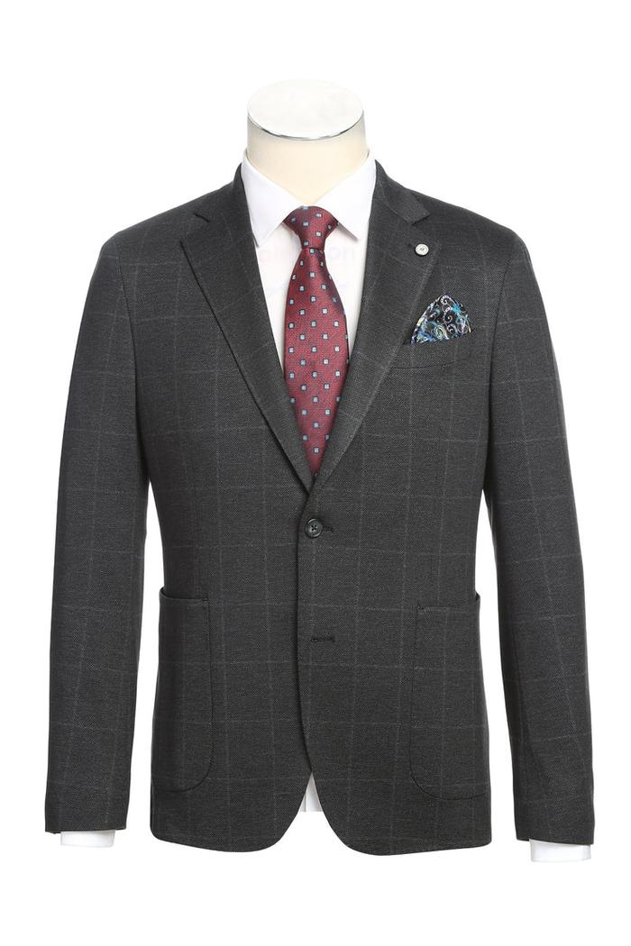 Ink Blue Windowpane Sports Jacket