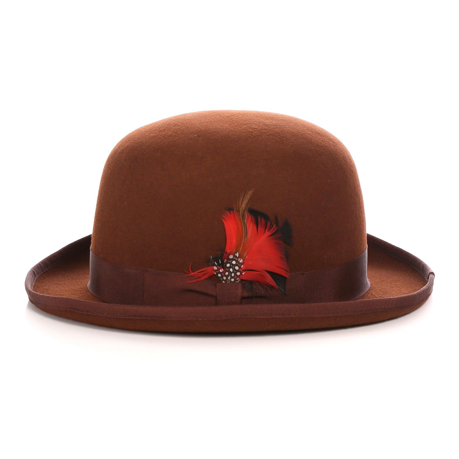Premium Wool Derby Hat - Brown - Ferrecci USA 