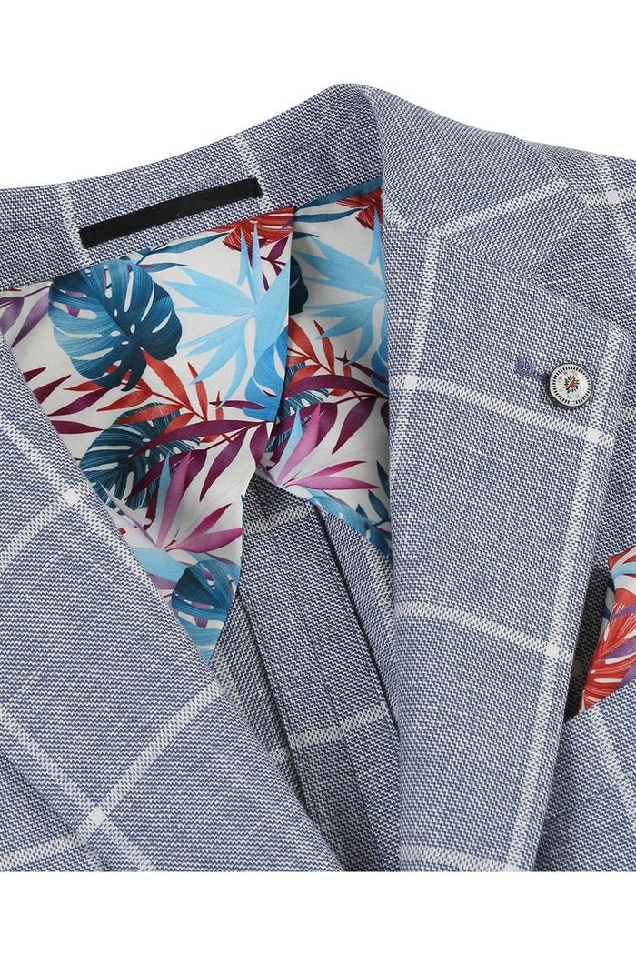 Blue & White Windowpane Sports Jacket