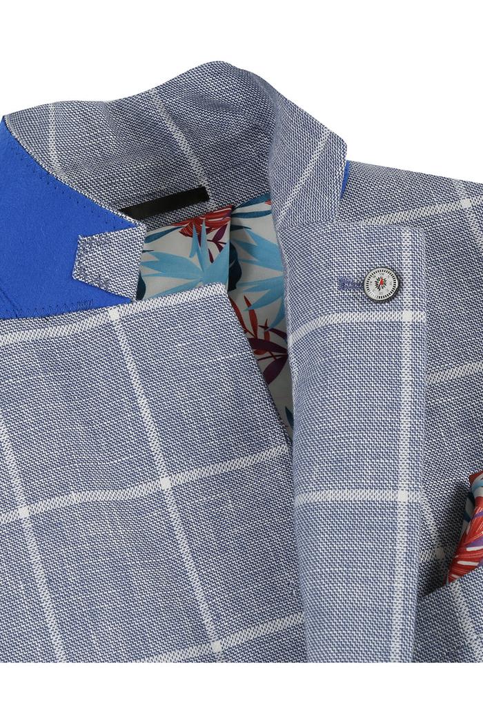 Blue & White Windowpane Sports Jacket