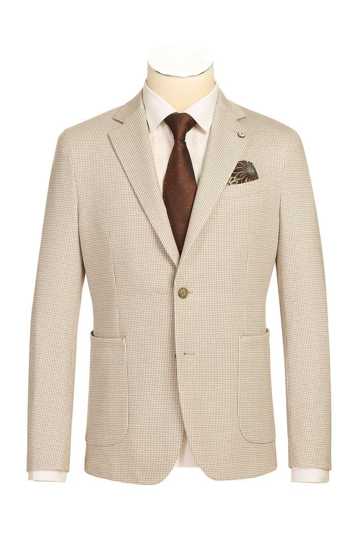 Beige Houndstooth Sports Jacket