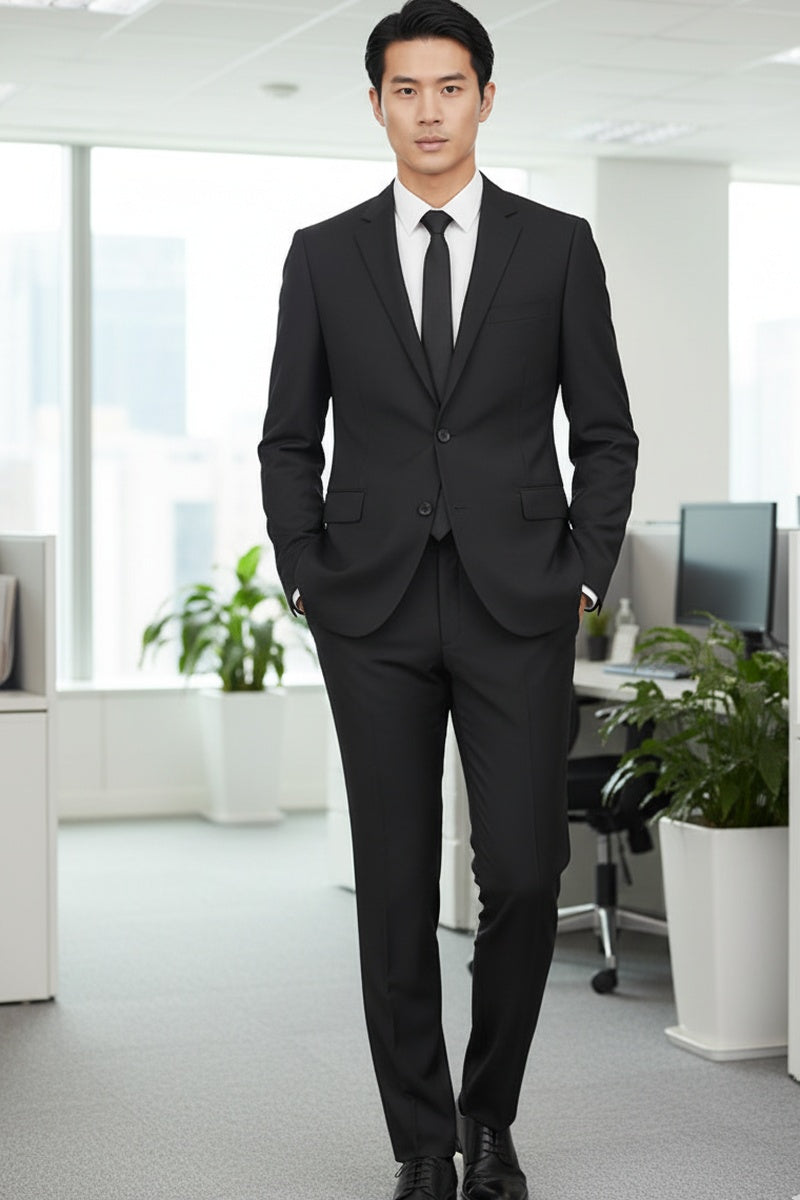 "Rafael" Black 2-Button Notch Suit (2-Piece Set)