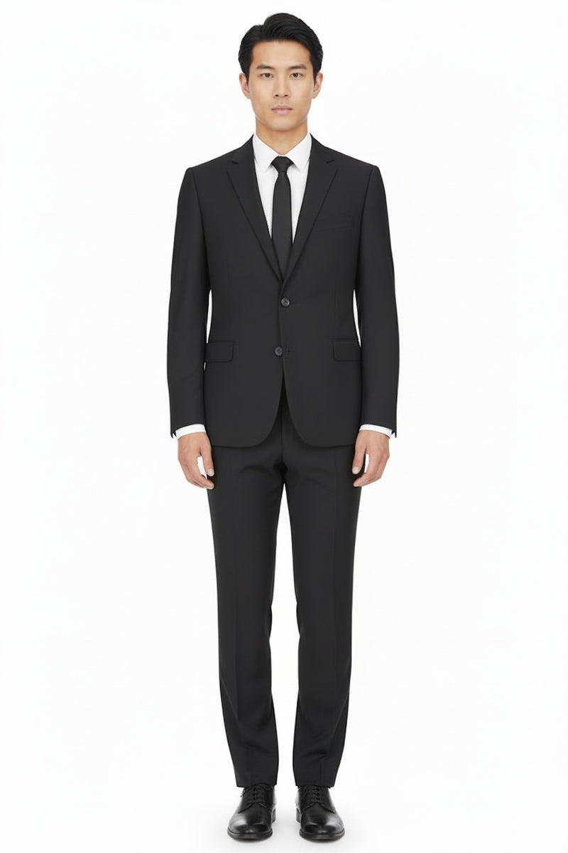 "Rafael" Black 2-Button Notch Suit (2-Piece Set)