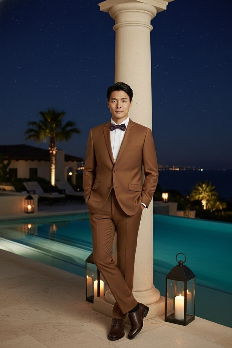 "Rafael" Brown 2-Button Notch Suit (2-Piece Set)