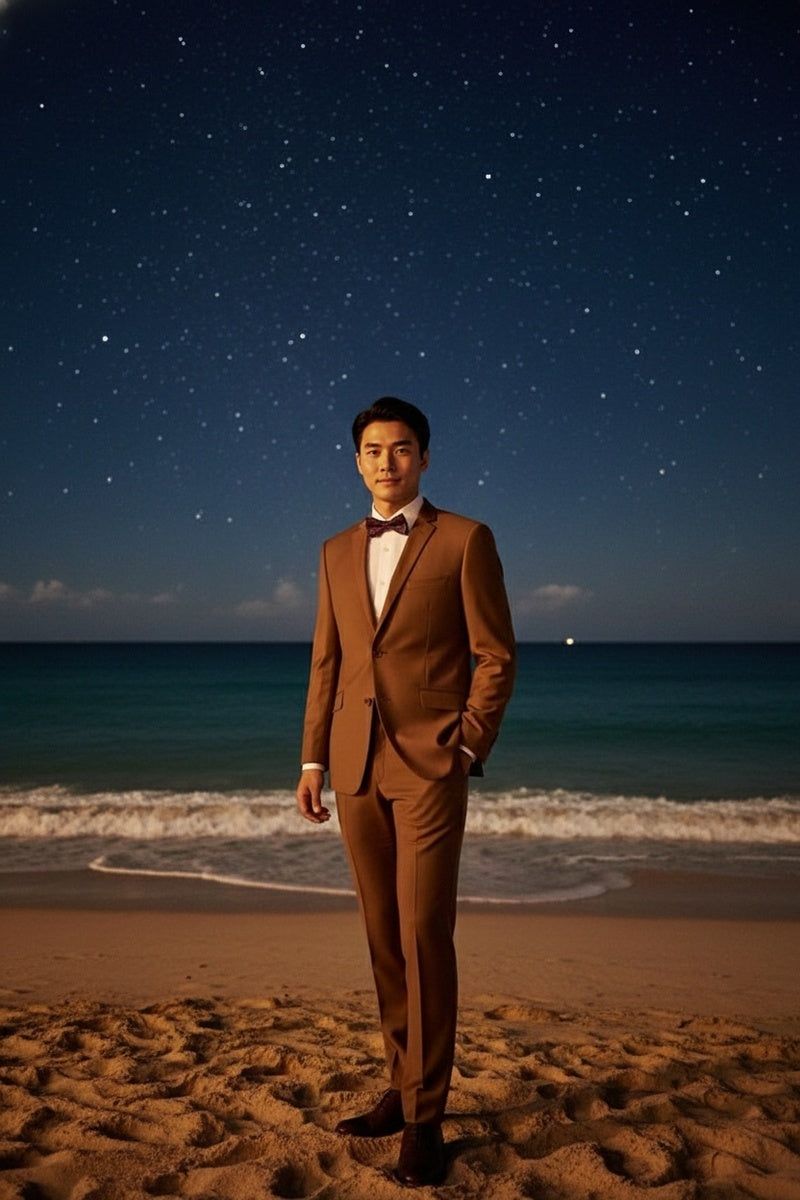 "Rafael" Brown 2-Button Notch Suit (2-Piece Set)