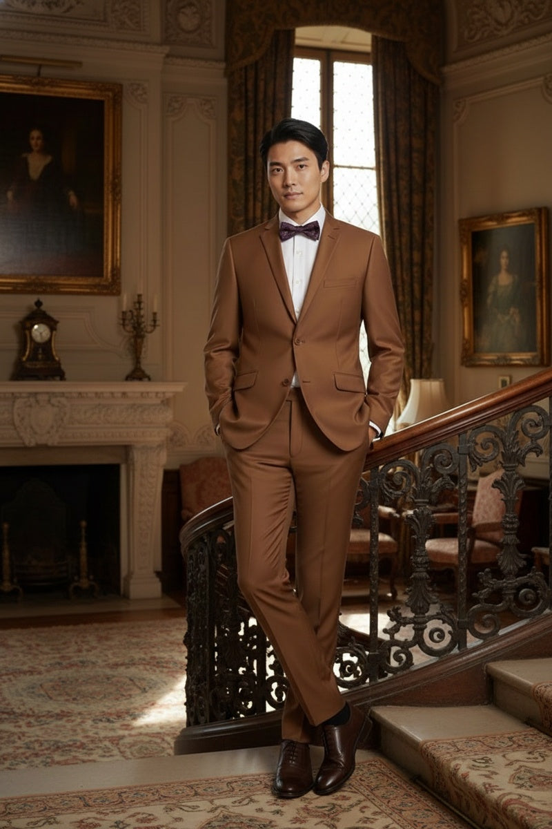 "Rafael" Brown 2-Button Notch Suit (2-Piece Set)