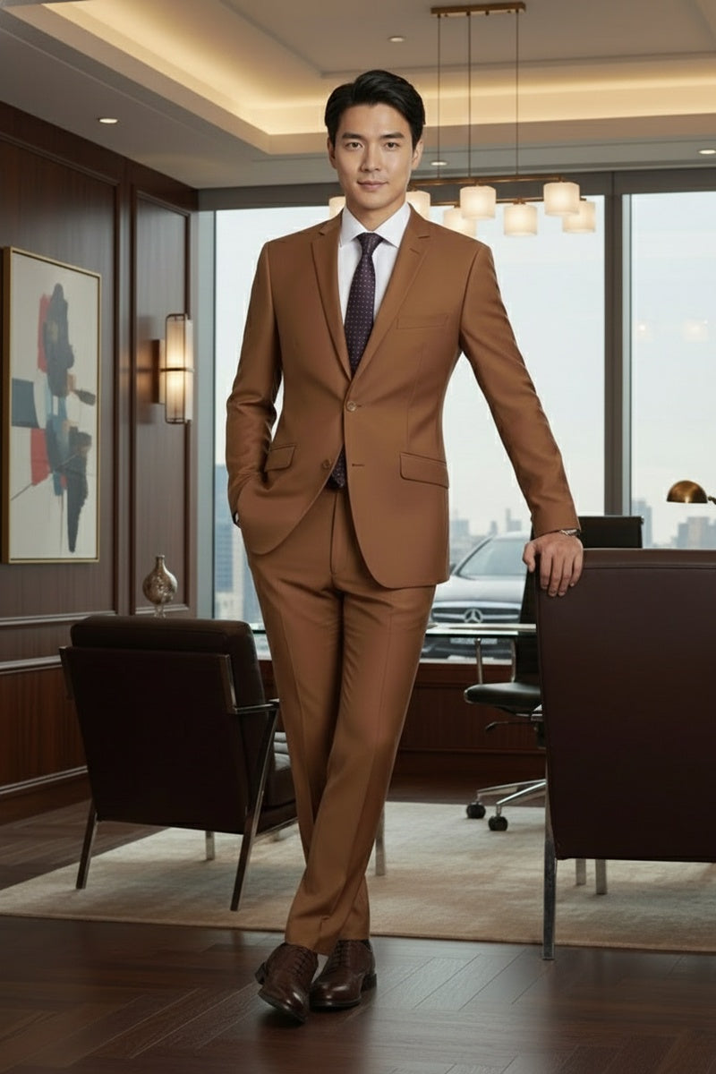 "Rafael" Brown 2-Button Notch Suit (2-Piece Set)