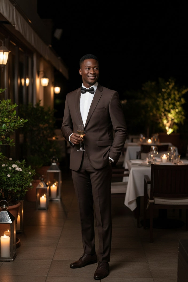 "Rafael" Dark Brown 2-Button Notch Suit (2-Piece Set)