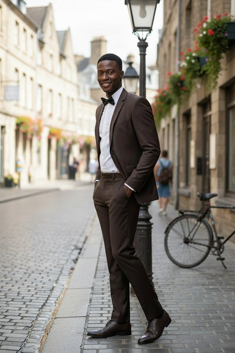 "Rafael" Dark Brown 2-Button Notch Suit (2-Piece Set)