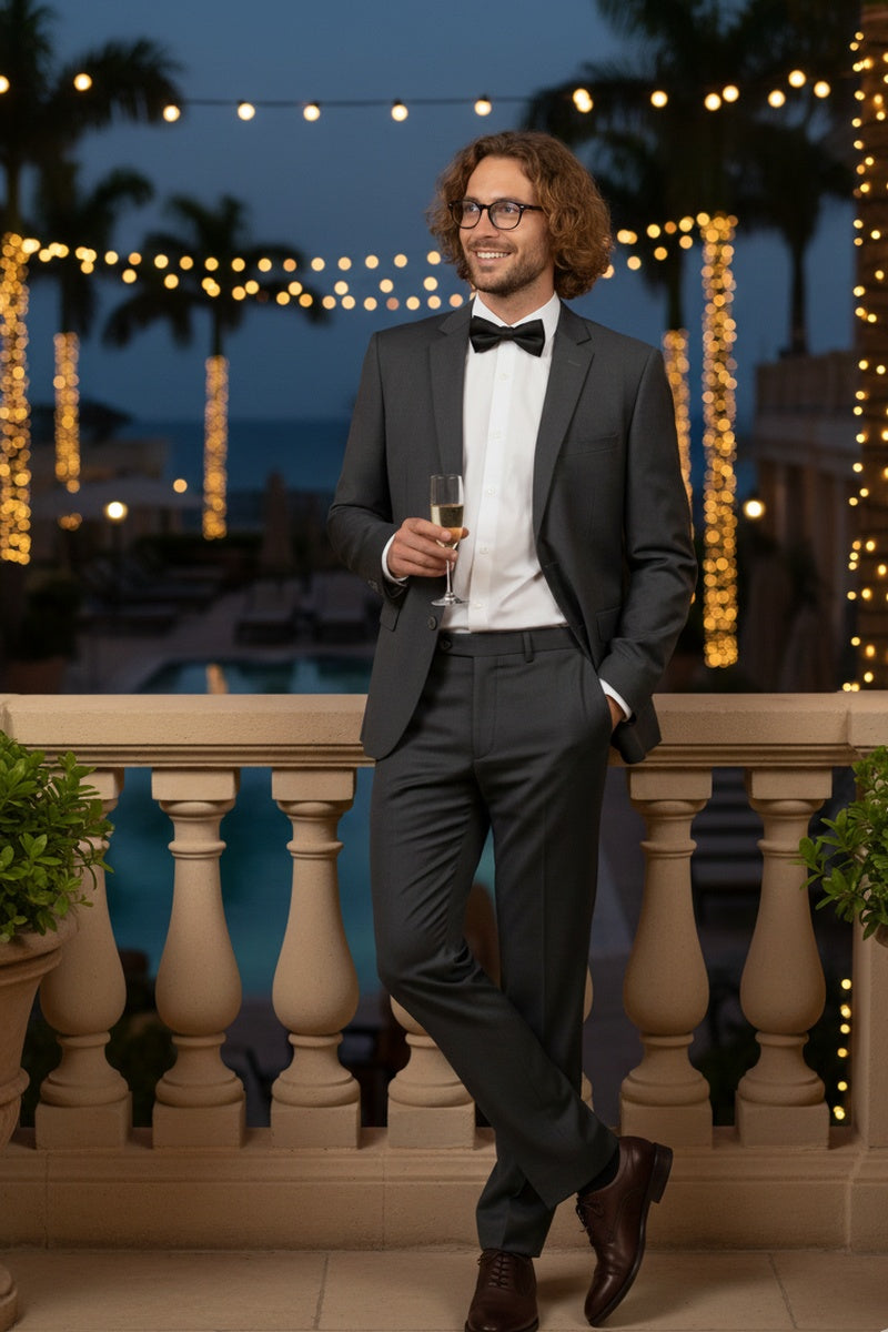 "Rafael" Dark Grey 2-Button Notch Suit (2-Piece Set)