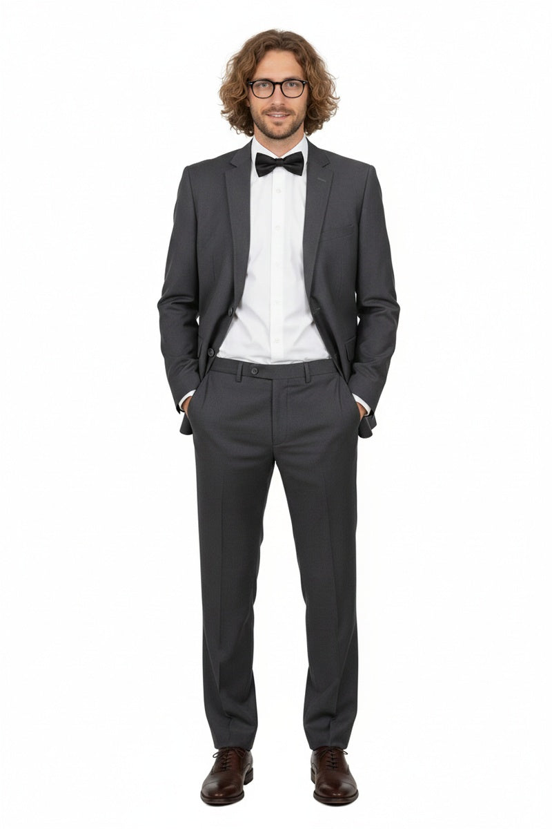 "Rafael" Dark Grey 2-Button Notch Suit (2-Piece Set)