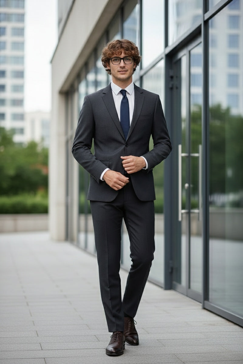 "Rafael" Dark Grey 2-Button Notch Suit (2-Piece Set)