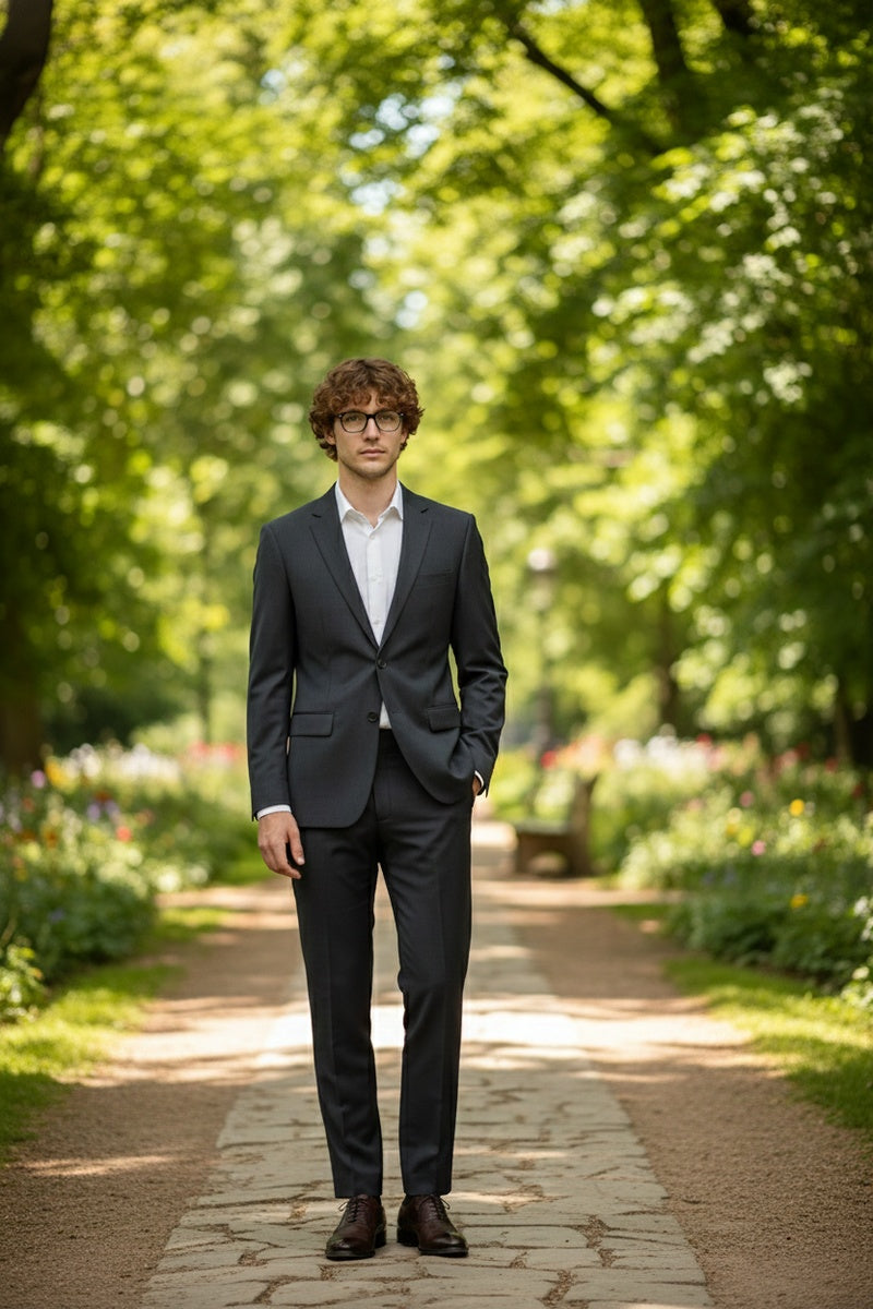 "Rafael" Dark Grey 2-Button Notch Suit (2-Piece Set)