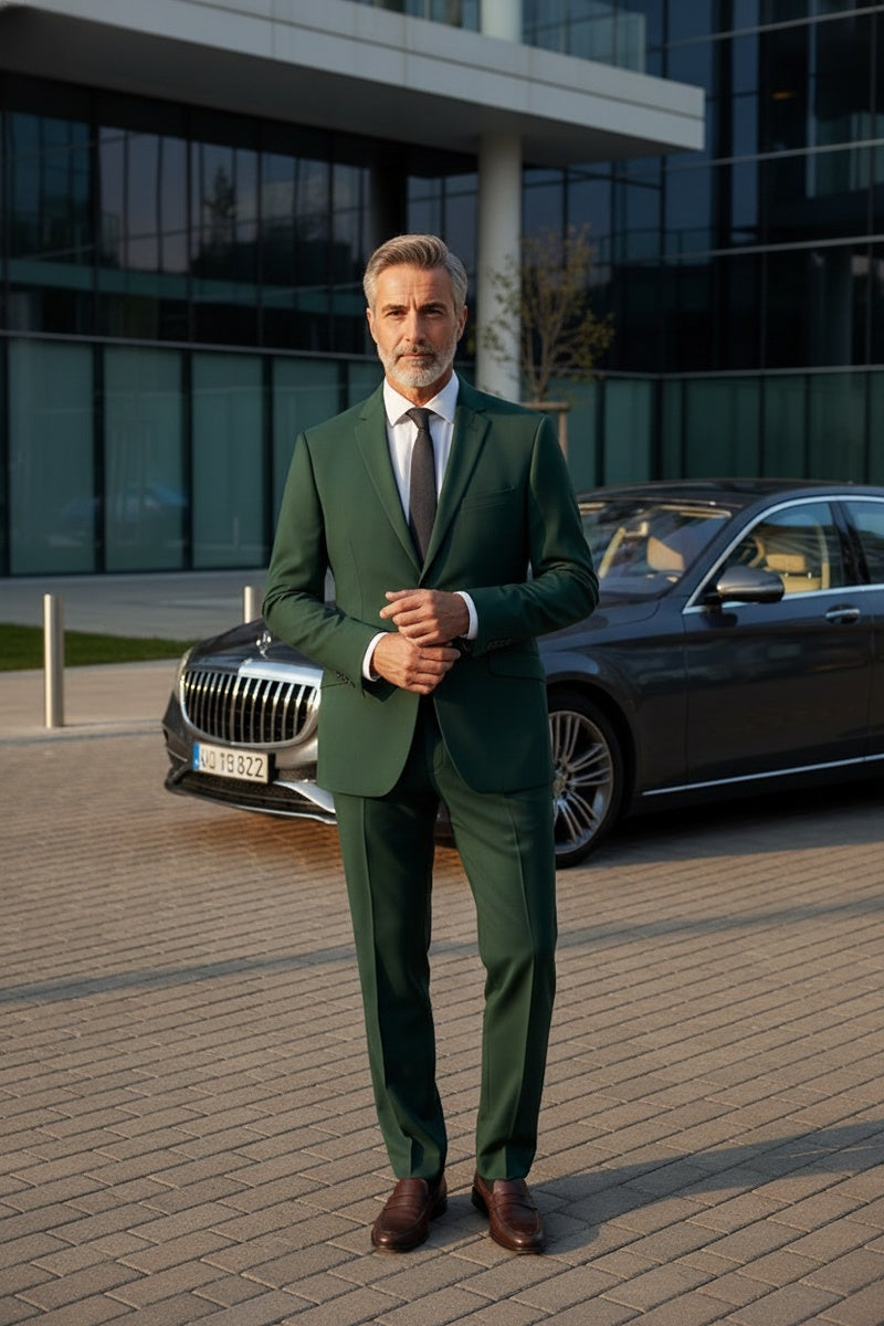 "Rafael" Green 2-Button Notch Suit (2-Piece Set)