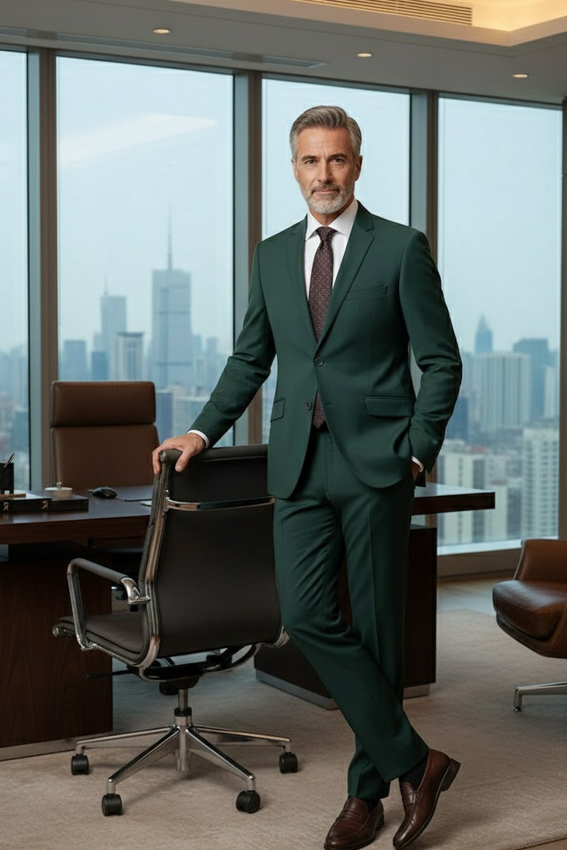 "Rafael" Green 2-Button Notch Suit (2-Piece Set)